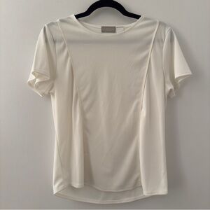 Vintage Y2K Liz Claiborne Ivory Off-White Blouse Short Sleeve Size Medium Petite